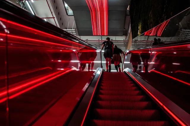 escalator, stairs, building, red, building, red, red, red, red, red. Leasing mistakes grouped by exactly when the bill lands